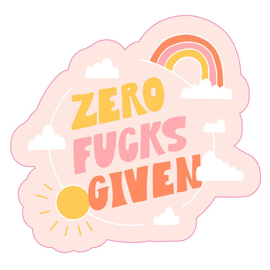 Zero Fucks Given Sticker-Decorative Stickers > Arts & Entertainment > Hobbies & Creative Arts > Arts & Crafts > Art & Crafting Materials > Embellishments & Trims > Decorative Stickers-Quinn's Mercantile