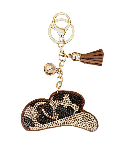 Leopard Print Cowboy Hat Keychain-apparel & Accessories > Handbag & Wallet Accessories > Keychains-Quinn's Mercantile
