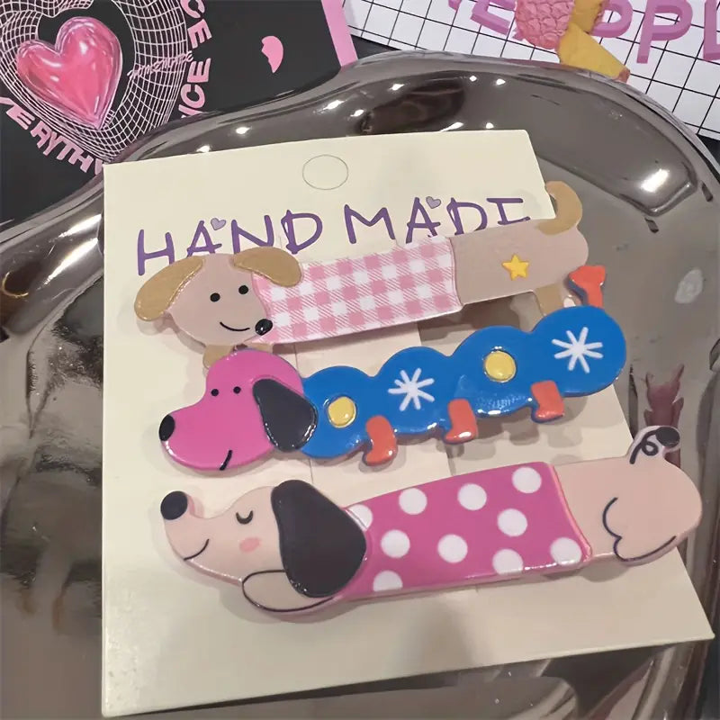 Puppy Pattern Hair Clips-Apparel & Accessories > Clothing Accessories > Hair Accessories-Quinn's Mercantile