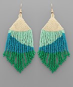 Seed Bead Color Block Fringe Earrings-Jewelry > Apparel & Accessories > Jewelry > Earrings-Quinn's Mercantile
