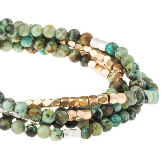 African Turquoise Stone Wrap Bracelet/Necklace