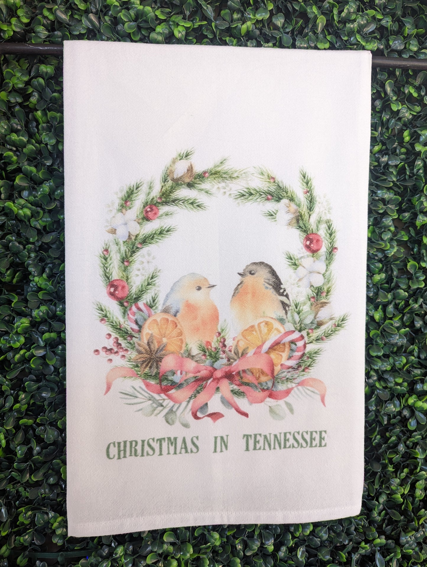 Birds in Wreath Tennessee Towel-Textiles > Home & Garden > Linens & Bedding > Towels > Kitchen Towels-Quinn's Mercantile