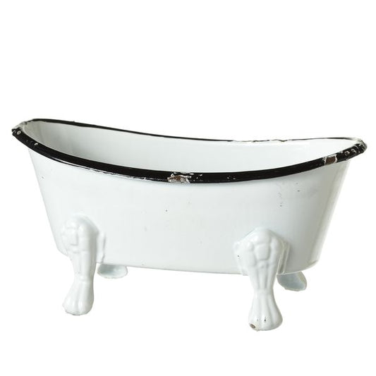 Black & White Enamel Mini Bathtub-Bath and Spa > Home & Garden > Bathroom Accessories > Soap Dishes & Holders-Quinn's Mercantile