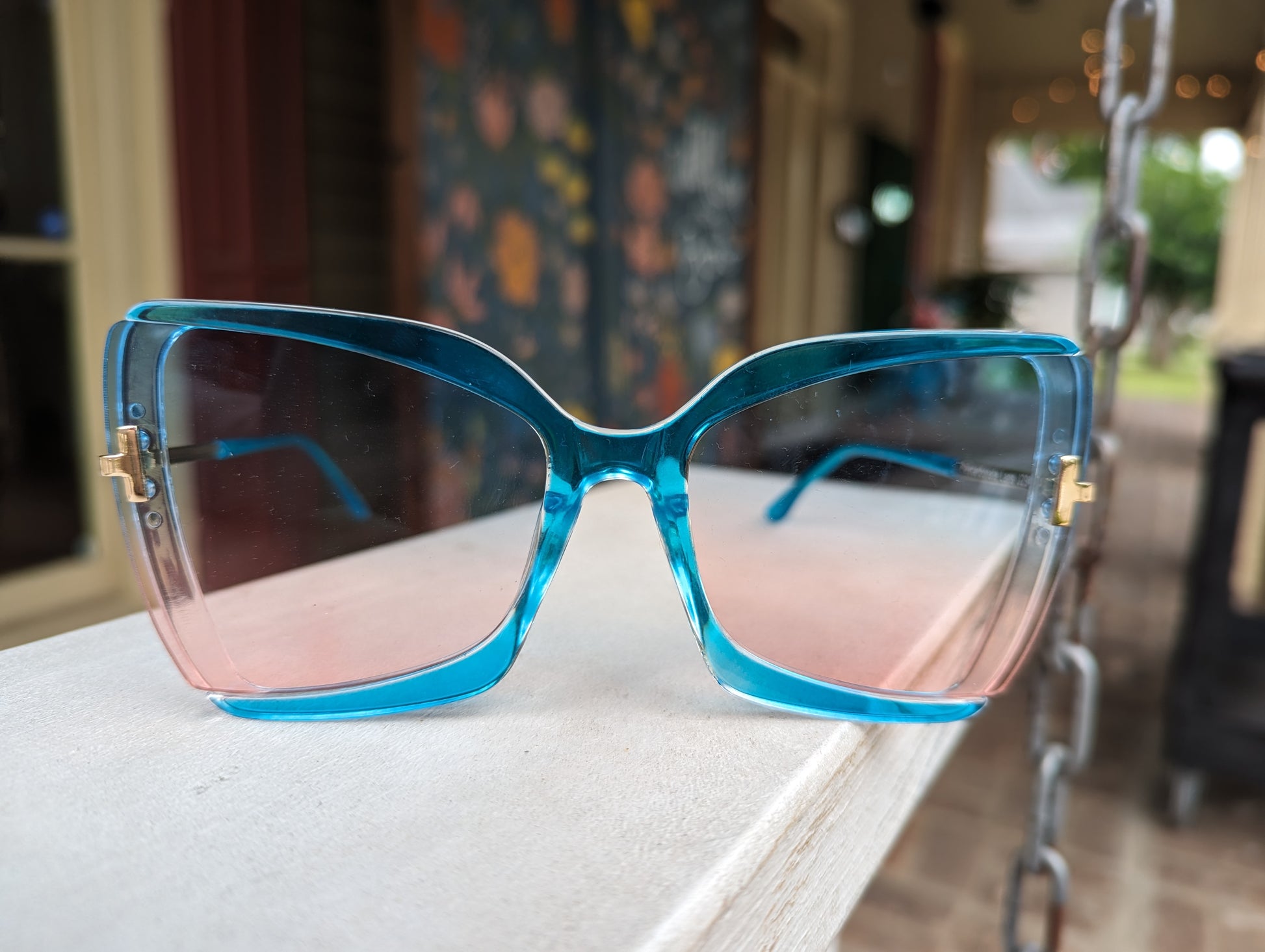 Blue Sunglasses With Pink Accents-Apparel & Accessories > Clothing Accessories > Sunglasses-Quinn's Mercantile