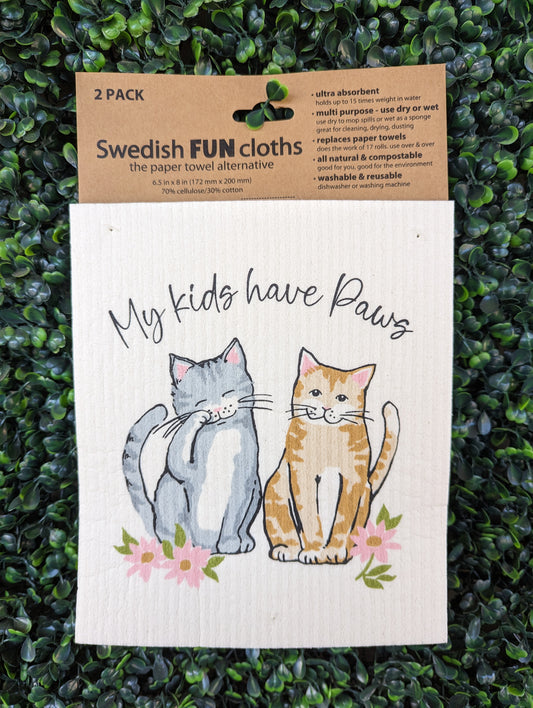 Curious Kittens Swedish Dishcloth-textiles > Home & Garden > Linens & Bedding > Towels > Bath Towels & Washcloths-Quinn's Mercantile