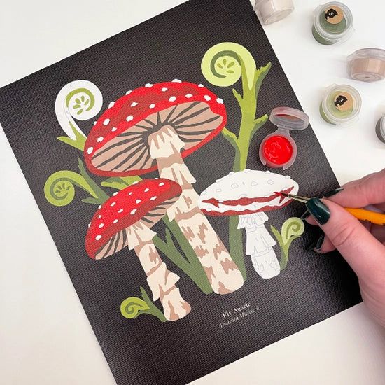 Fly Agaric Mushrooms Paint By Number-Arts & Entertainment > Hobbies & Creative Arts > Arts & Crafts > Art & Craft Kits-Quinn's Mercantile