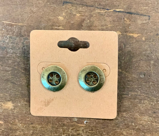 Burnished Metal Button Stud Earrings-Jewelry > Apparel & Accessories > Jewelry > Earrings-Quinn's Mercantile