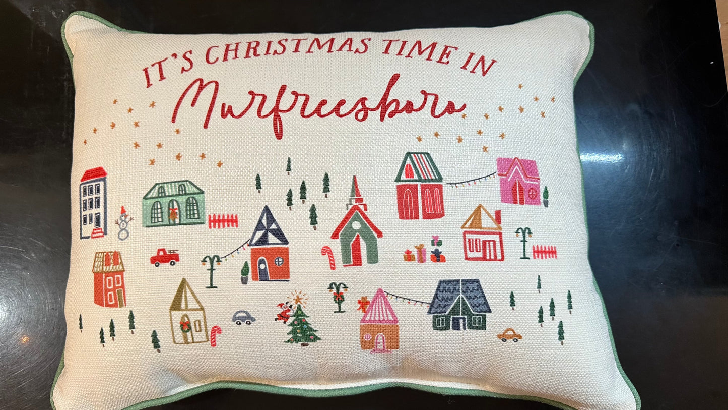 Christmas Time in Murfreesboro Pillow-Home & Garden > Decor > Throw Pillows-Quinn's Mercantile