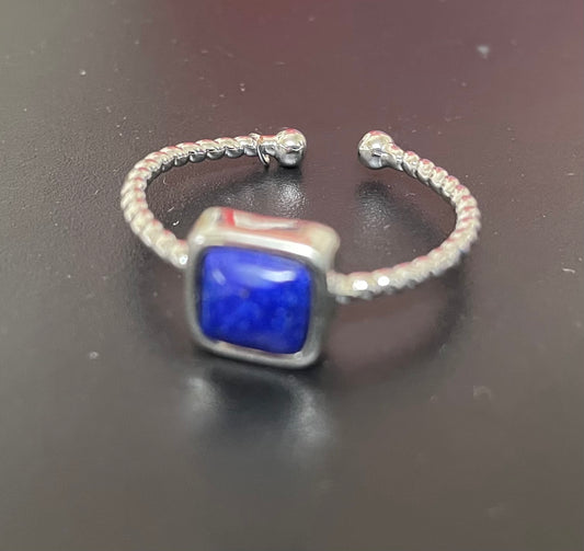 Adjustable Braided Blue Stone Ring