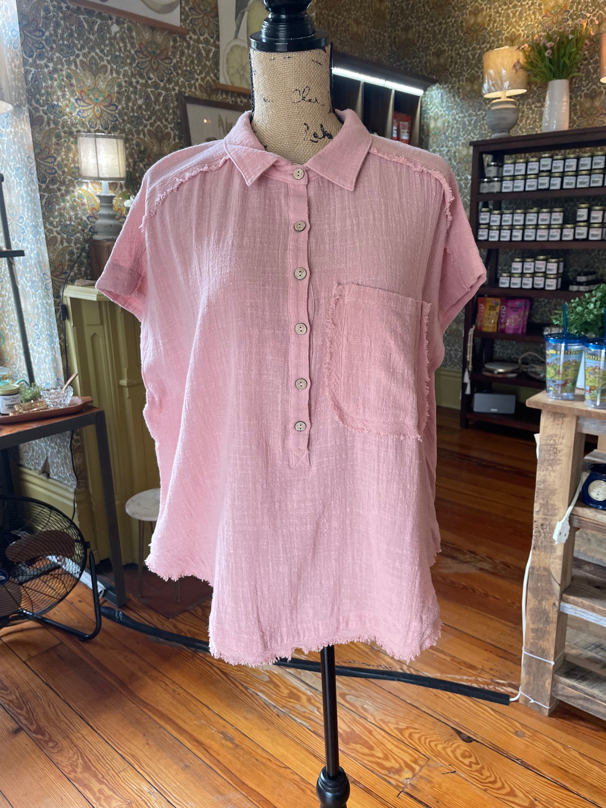 Frayed Edge Dolman Top-Apparel & Accessories > Clothing > Shirts & Tops-Quinn's Mercantile
