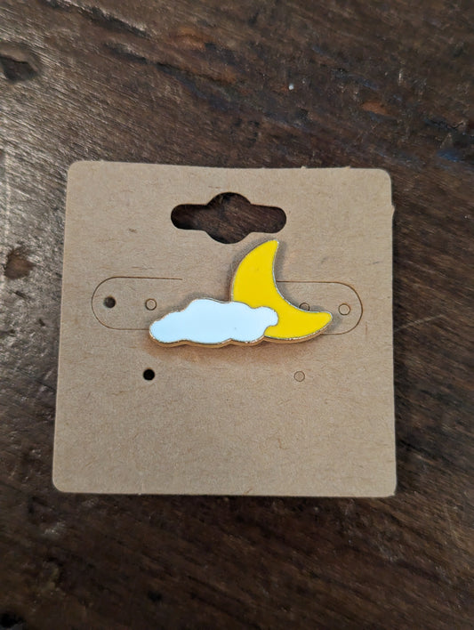 Moon and Cloud Enamel Pin-Apparel & Accessories > Jewelry > Brooches & Lapel Pins-Quinn's Mercantile