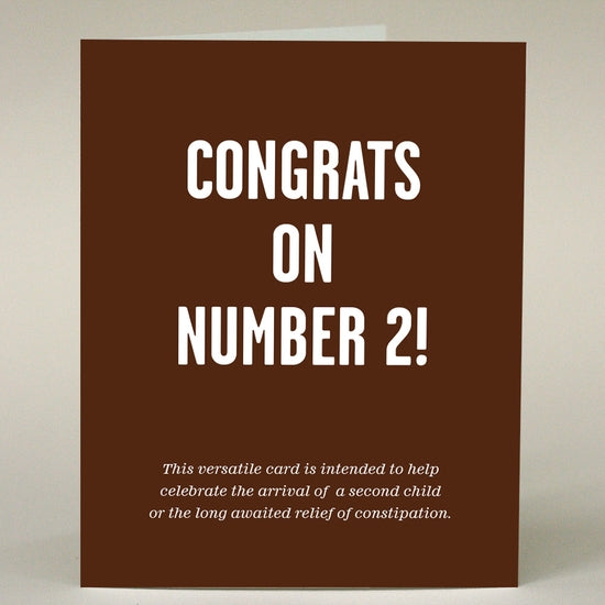 Congrats on Number 2 Greeting Card-greeting cards > Arts & Entertainment > Party & Celebration > Gift Giving > Greeting & Note Cards-Quinn's Mercantile