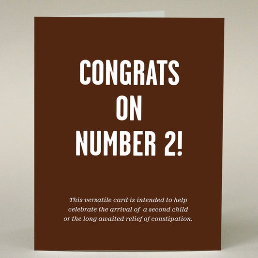 Congrats on Number 2 Greeting Card-greeting cards > Arts & Entertainment > Party & Celebration > Gift Giving > Greeting & Note Cards-Number 2-Quinn's Mercantile
