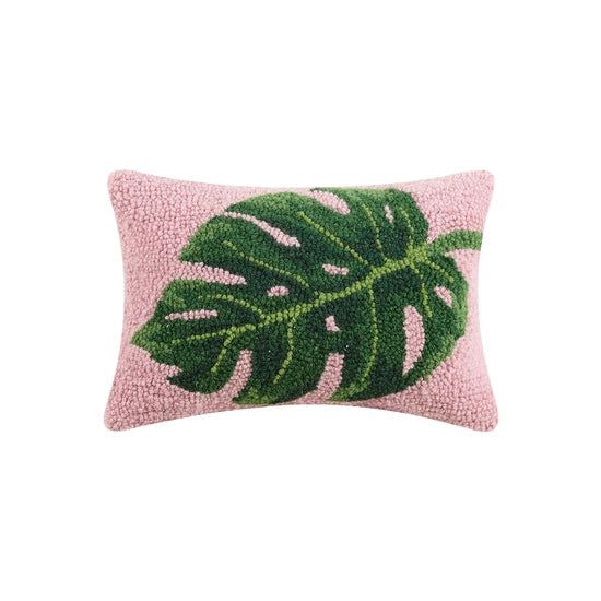Palm Leaf Hooked Pillow-Textiles > Home & Garden > Decor > Throw Pillows-Quinn's Mercantile