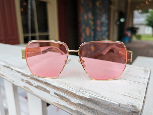 Pink Geometric Sunglasses-Apparel & Accessories > Clothing Accessories > Sunglasses-Quinn's Mercantile