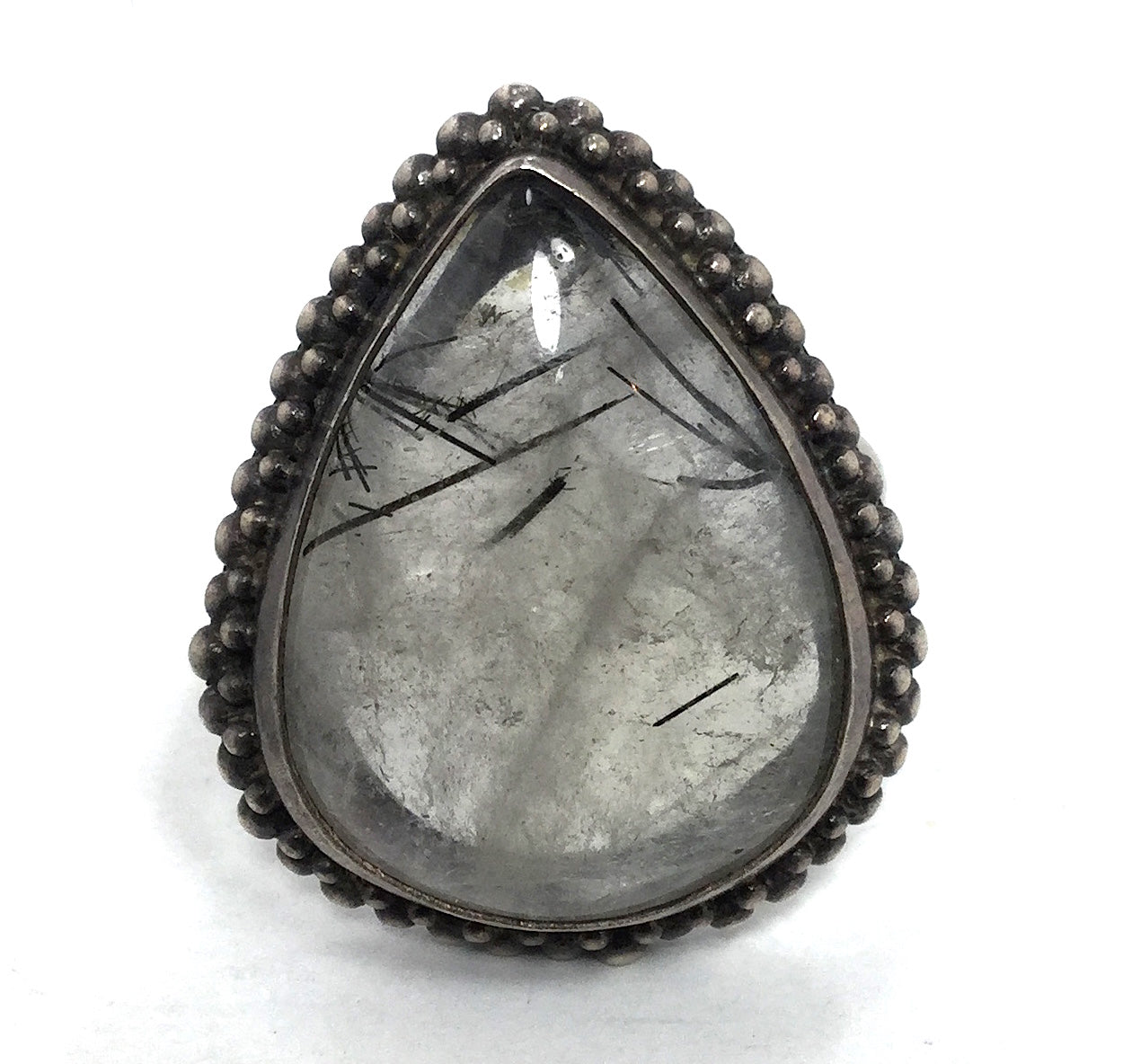 Teardrop Black Stone and Silver Ring-Jewelry > Apparel & Accessories > Jewelry > Rings-Quinn's Mercantile