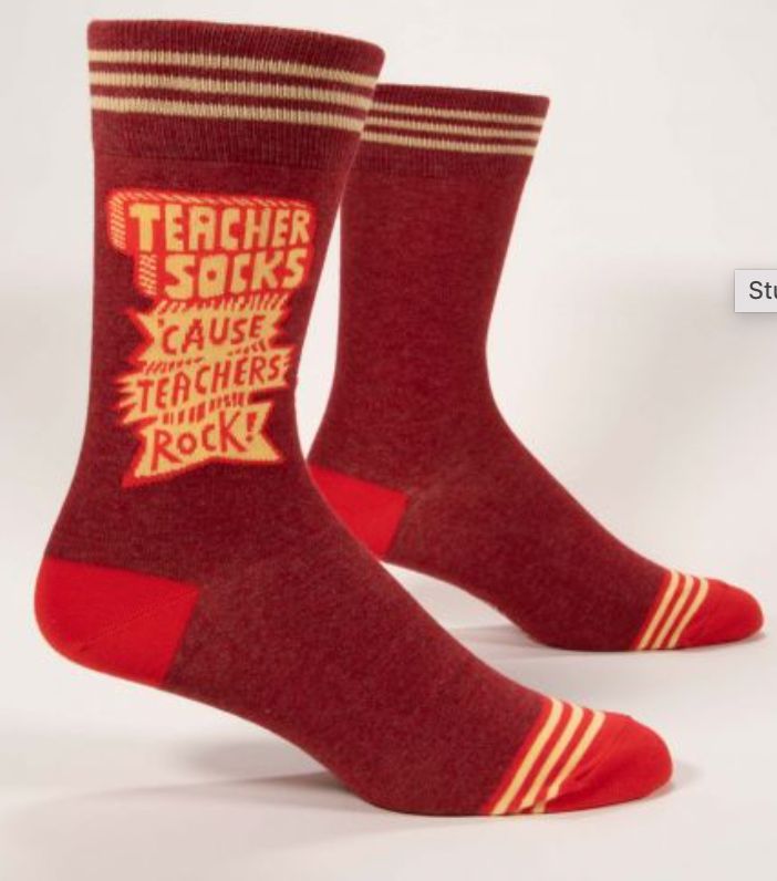 Teacher Socks 'Cause Teachers Rock Men's Crew Socks-Apparel > Apparel & Accessories > Clothing > Underwear & Socks-Quinn's Mercantile