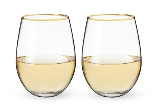 Gilded Stemless Wine Glass-Home & Garden > Kitchen & Dining > Barware-Quinn's Mercantile