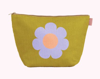 Flower Tweedle Dee Waffo Cosmetic Pouch-Apparel & Accessories > Handbag & Wallet Accessories-Quinn's Mercantile