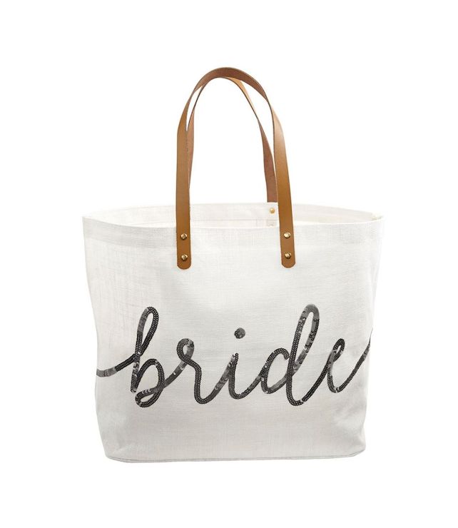 Silver Sequin Bride Tote-Luggage & Bags > Shopping Totes-Quinn's Mercantile