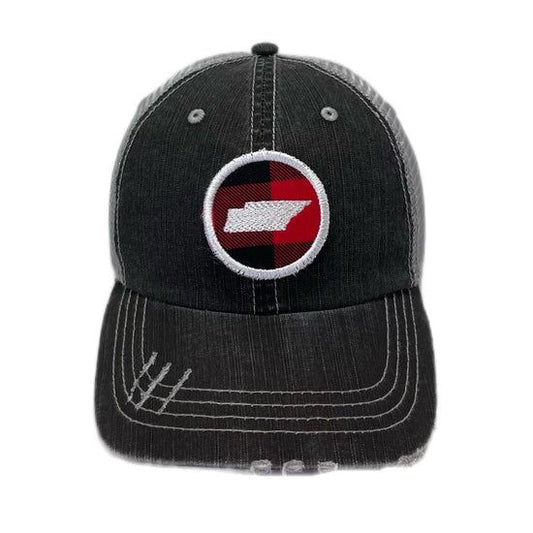 Tennessee Red and Black Buffalo Check Patch Hat-Apparel > Apparel & Accessories > Clothing Accessories > Hats-Quinn's Mercantile