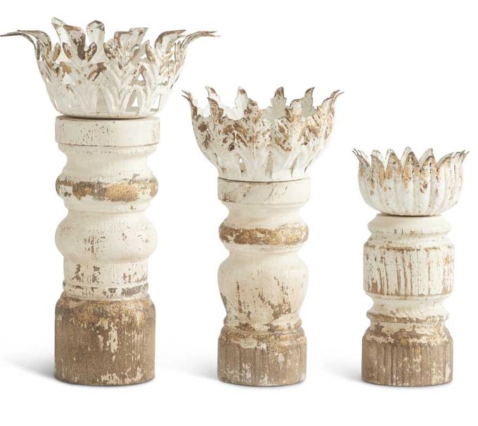 Whitewashed Wood Candleholders-For the Home > Home & Garden > Decor > Home Fragrance Accessories > Candle Holders-Quinn's Mercantile
