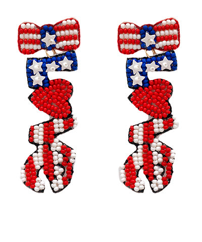 USA Love Beaded Earrings-Jewelry > Apparel & Accessories > Jewelry > Earrings-Quinn's Mercantile