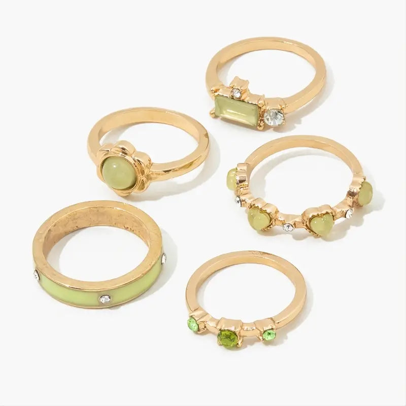 Green Tone Rings-Jewelry > Apparel & Accessories > Jewelry > Rings-Single Stone-Quinn's Mercantile
