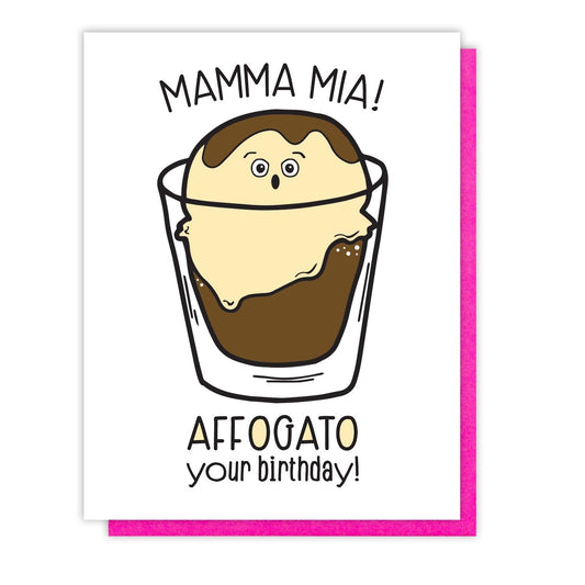 Punny Affogato Belated Birthday Card-greeting cards > Arts & Entertainment > Party & Celebration > Gift Giving > Greeting & Note Cards-Quinn's Mercantile