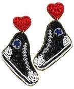 Beaded Sneakers Earrings-Jewelry > Apparel & Accessories > Jewelry > Earrings-Black-Quinn's Mercantile