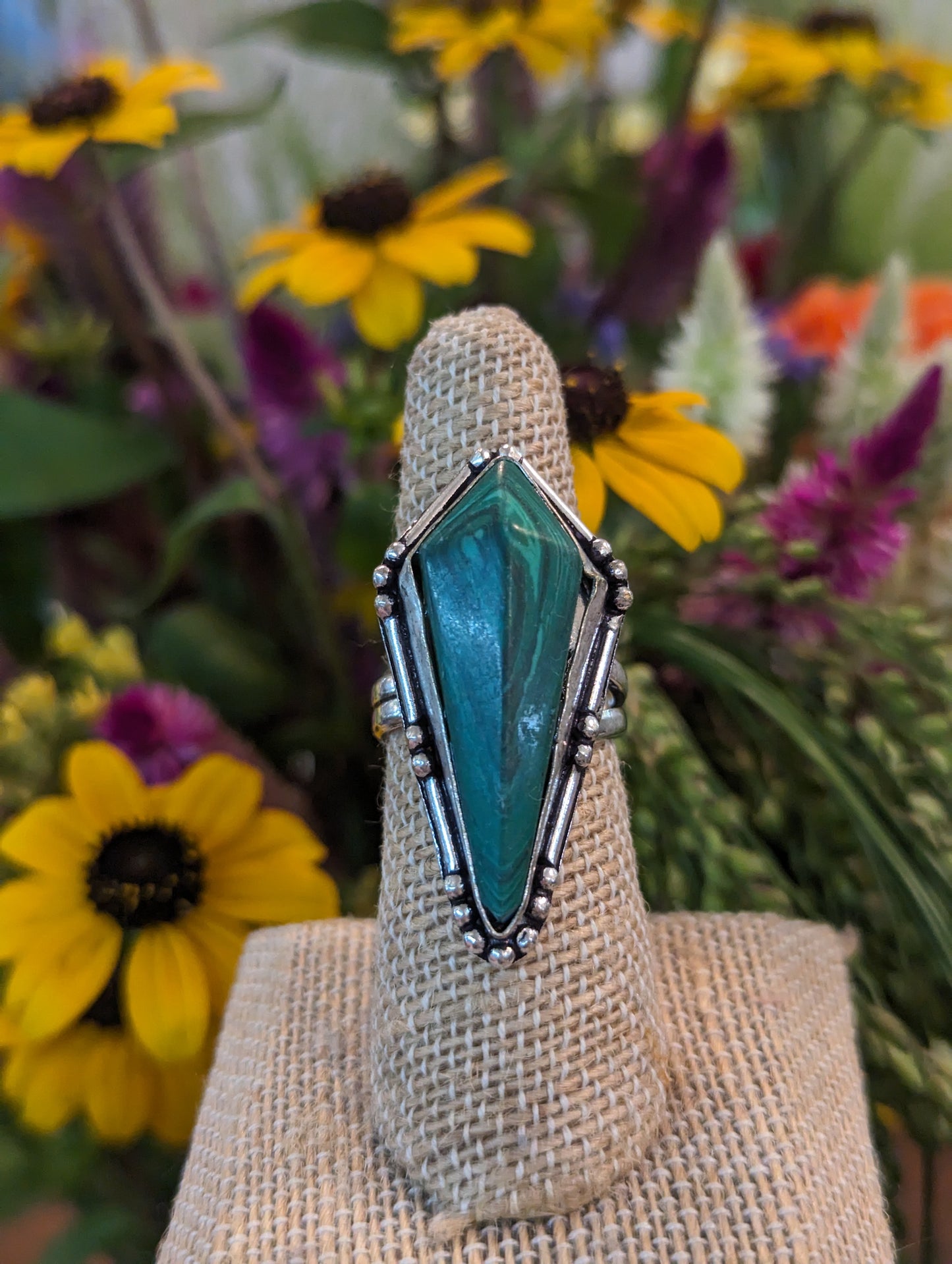 Coffin Shaped Green Stone Ring-Jewelry > Apparel & Accessories > Jewelry > Rings-Quinn's Mercantile
