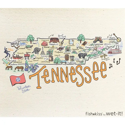 Tennessee Map Swedish Cloth-textiles > Home & Garden > Linens & Bedding > Towels > Bath Towels & Washcloths-Quinn's Mercantile