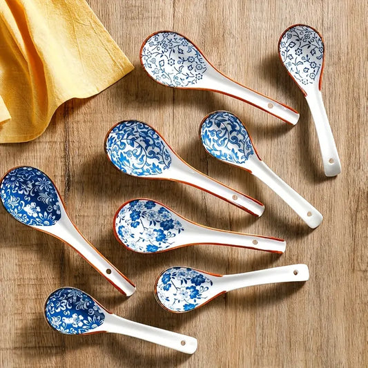 Blue and White Soup Spoons-Home & Garden > Kitchen & Dining > Kitchen Tools & Utensils-Quinn's Mercantile