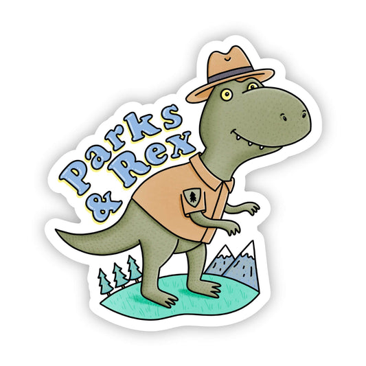 Parks and Rex Dinosaur Sticker-Decorative Stickers > Arts & Entertainment > Hobbies & Creative Arts > Arts & Crafts > Art & Crafting Materials > Embellishments & Trims > Decorative Stickers-Quinn's Mercantile