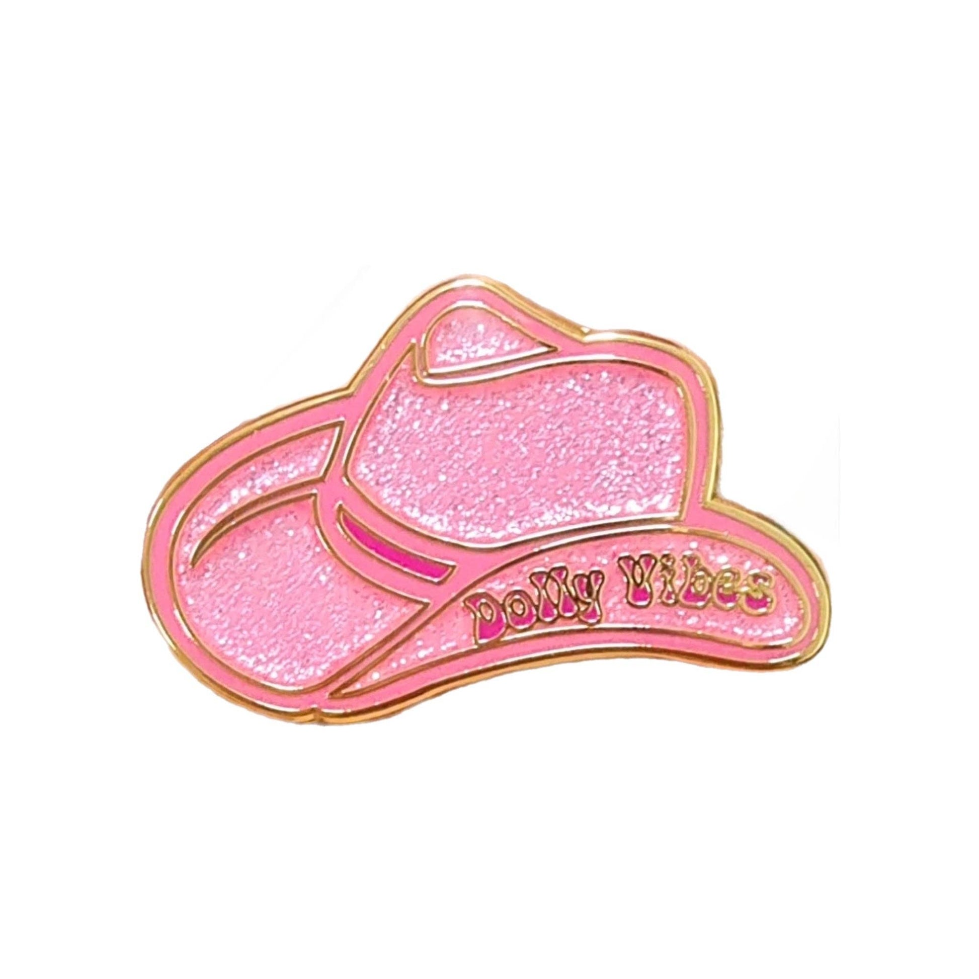 Dolly Vibes Cowgirl Hat Glitter Enamel Pin