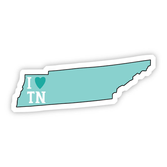I Love Tennessee Teal Sticker-Decorative Stickers > Arts & Entertainment > Hobbies & Creative Arts > Arts & Crafts > Art & Crafting Materials > Embellishments & Trims > Decorative Stickers-Quinn's Mercantile