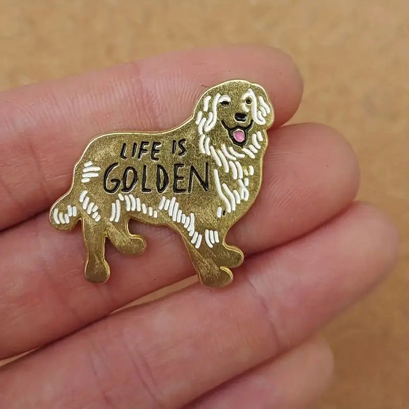 Life is Golden Retriever Enamel Pin-Apparel & Accessories > Jewelry > Brooches & Lapel Pins-Quinn's Mercantile