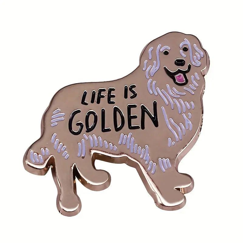 Life is Golden Retriever Enamel Pin-Apparel & Accessories > Jewelry > Brooches & Lapel Pins-Quinn's Mercantile
