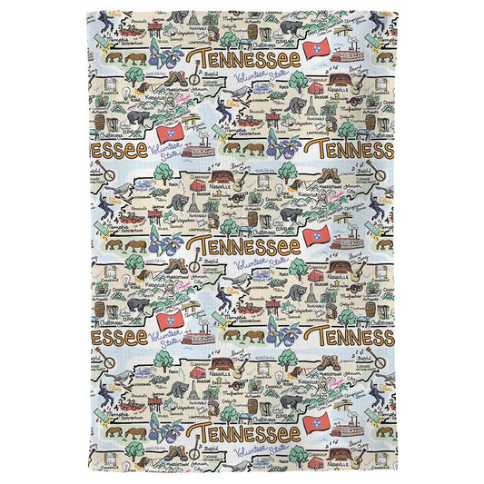 Tennessee Map Tea Towel-Textiles > Home & Garden > Linens & Bedding > Towels > Kitchen Towels-Quinn's Mercantile