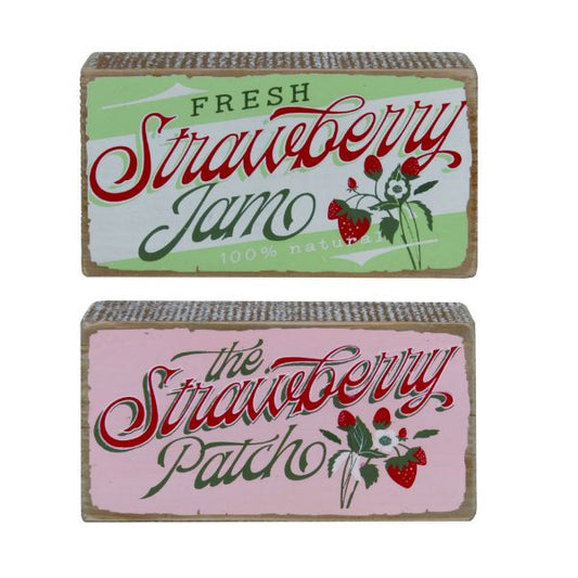 Strawberry Blocks Vintage Look-For the Home > Home & Garden > Decor > Artwork-Pink-Quinn's Mercantile