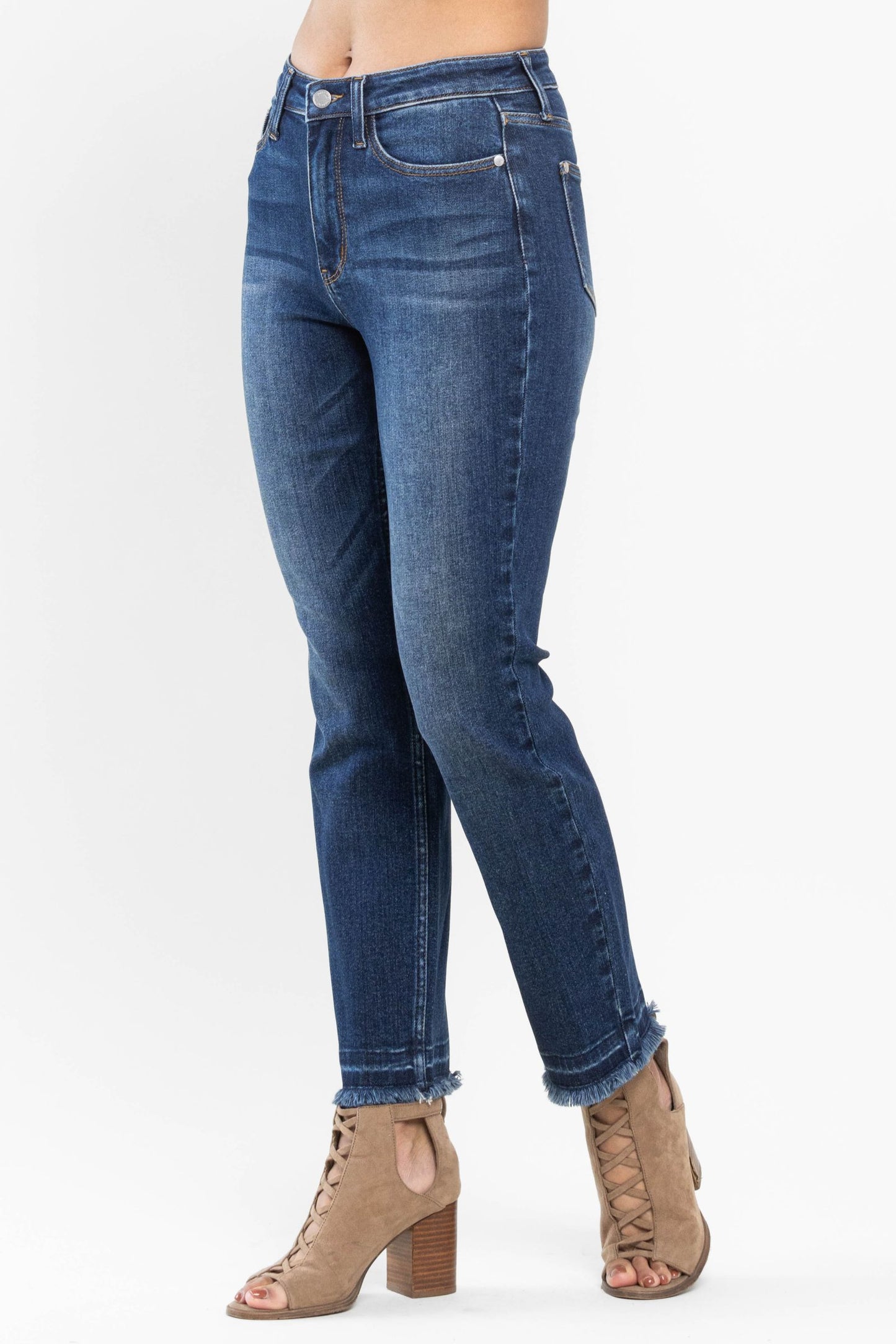 High Waist Released Hem Slim Plus Size Jeans-Apparel & Accessories > Clothing > Pants-Quinn's Mercantile