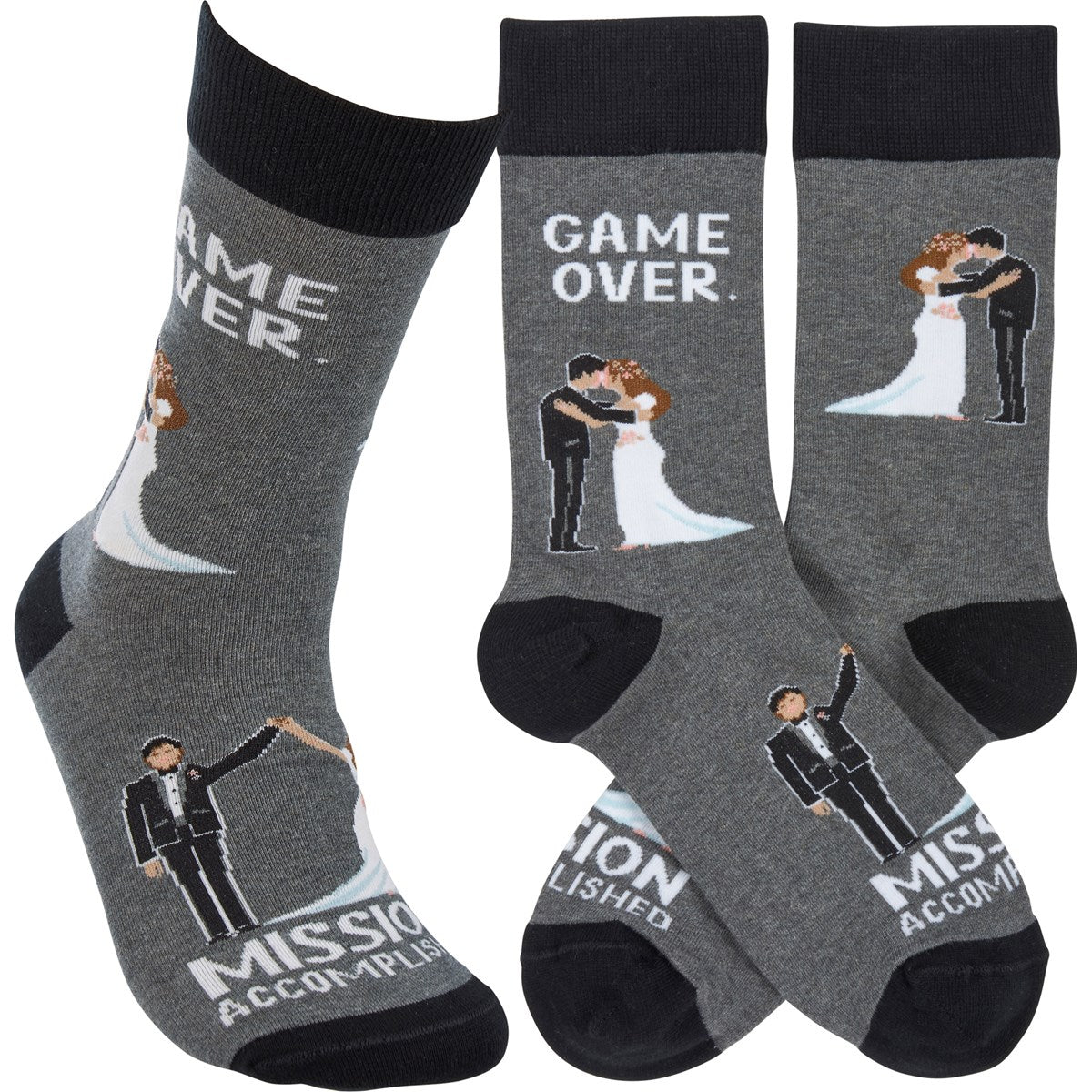 Game Over Mission Accomplished Socks-Apparel > Apparel & Accessories > Clothing > Underwear & Socks-Quinn's Mercantile