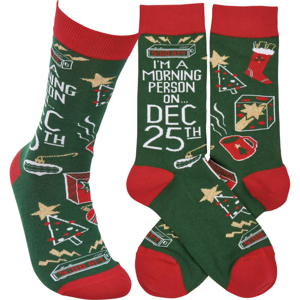 Morning Person On Dec 25th Socks-Apparel > Apparel & Accessories > Clothing > Underwear & Socks-Quinn's Mercantile