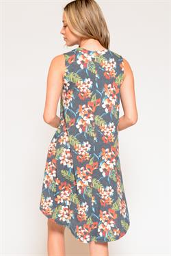Washed Floral Print Dress-Apparel > Apparel & Accessories > Clothing > Dresses-Quinn's Mercantile