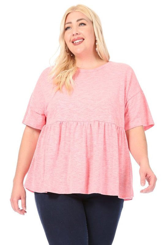 Lightweight Babydoll Plus Size Top-Apparel & Accessories > Clothing > Shirts & Tops-2X-Quinn's Mercantile