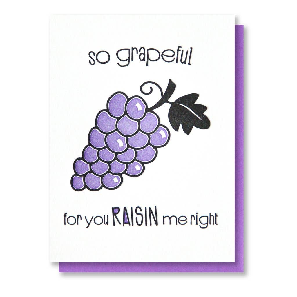 Grapeful Raisin Card-greeting cards > Arts & Entertainment > Party & Celebration > Gift Giving > Greeting & Note Cards-Quinn's Mercantile