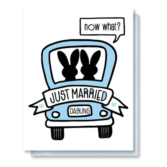 Just Married Bunnies Wedding Card-greeting cards > Arts & Entertainment > Party & Celebration > Gift Giving > Greeting & Note Cards-Quinn's Mercantile