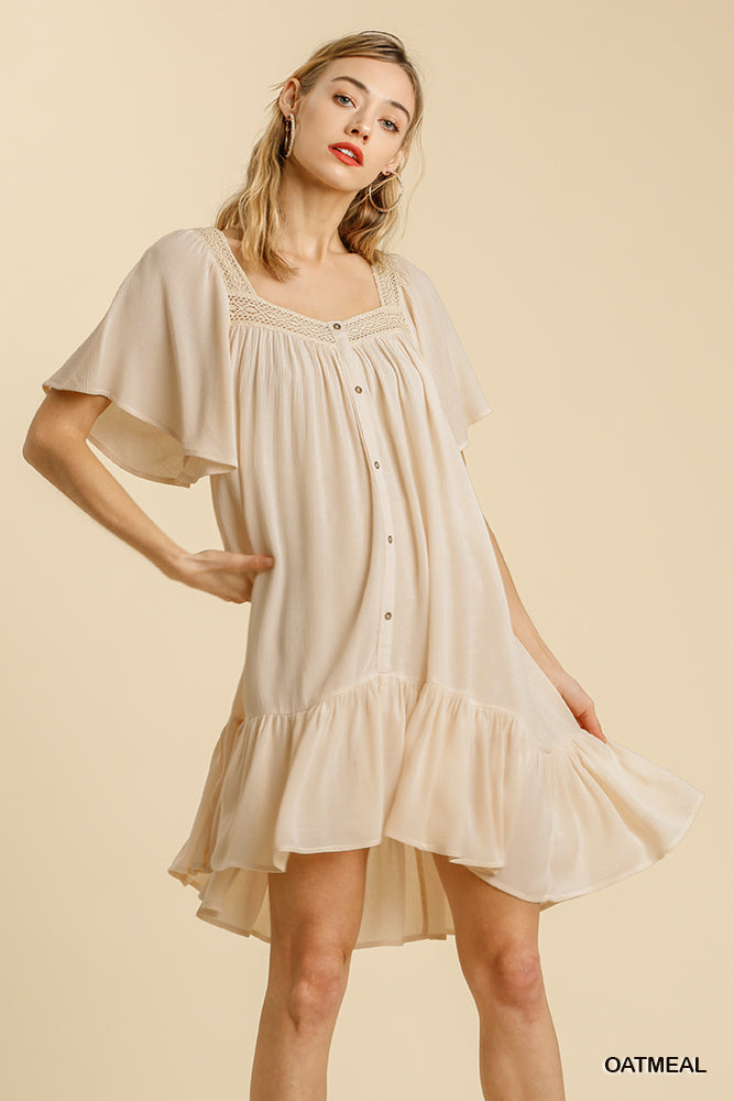 Butterfly Sleeve Dress-Apparel > Apparel & Accessories > Clothing > Dresses-Quinn's Mercantile