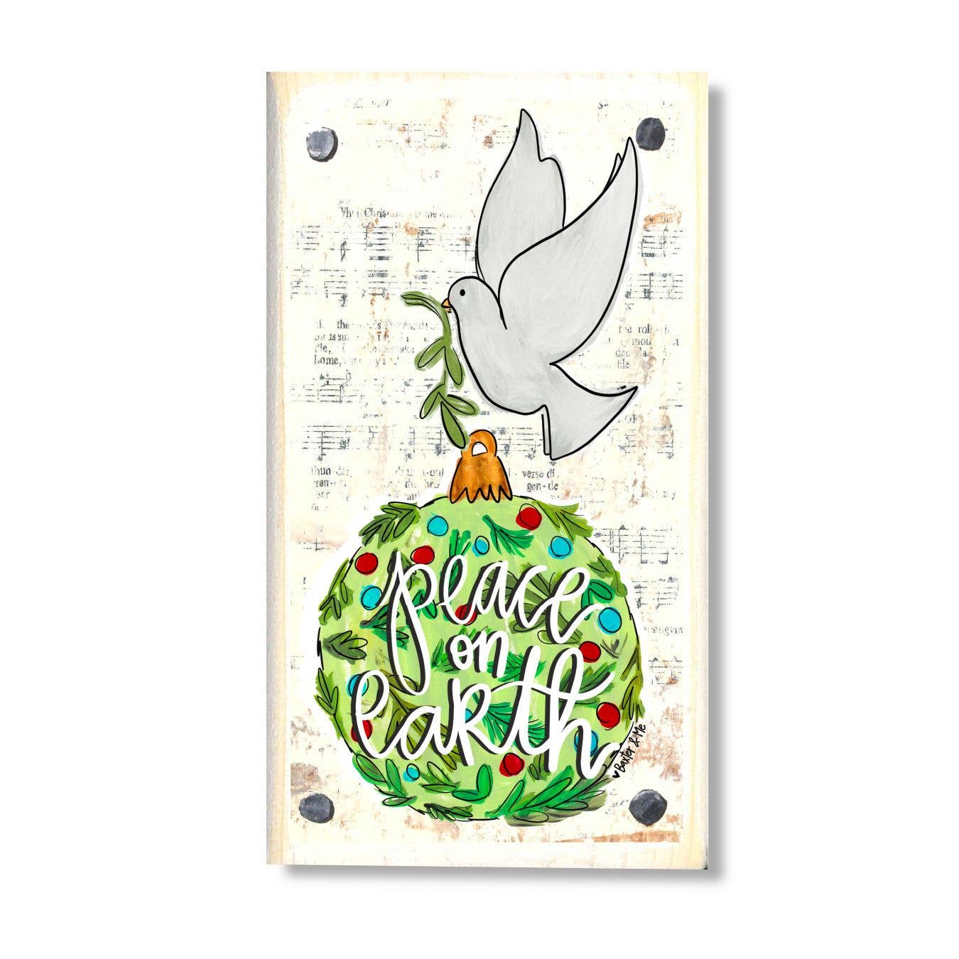 Peace on Earth Dove Ornament Happy Block-For the Home > Home & Garden > Decor > Artwork-Quinn's Mercantile