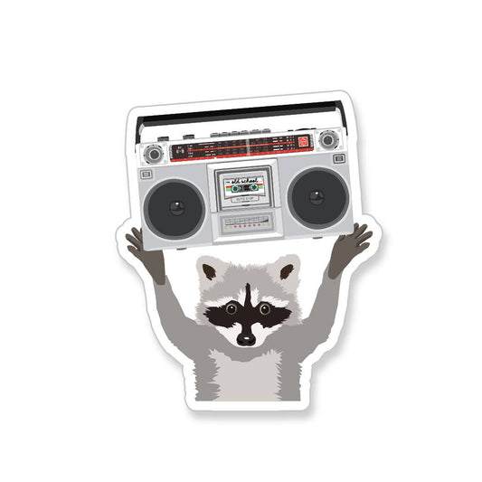 Raccoon with Boombox Vinyl Sticker-Decorative Stickers > Arts & Entertainment > Hobbies & Creative Arts > Arts & Crafts > Art & Crafting Materials > Embellishments & Trims > Decorative Stickers-Quinn's Mercantile